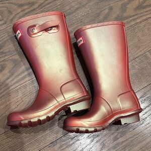Hunter Kids Metallic Rose-Gold Short Rain Boots
